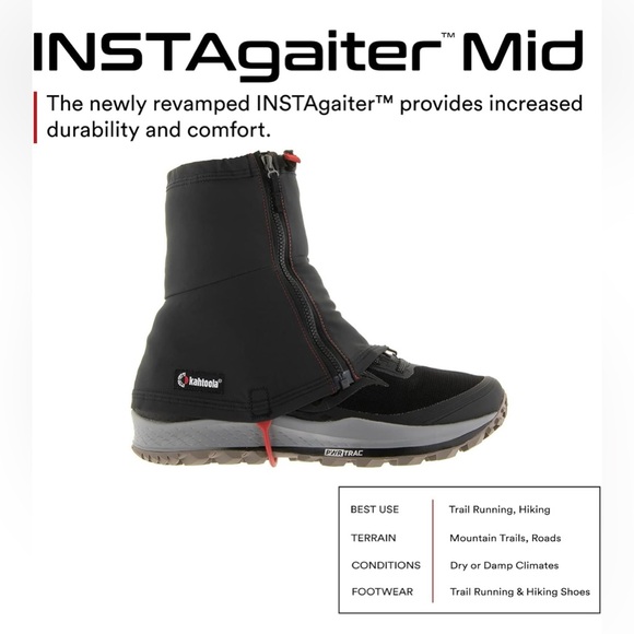 Kahtoola INSTAgaiter Mid Gaiters for Hiking, Trail Running, Mud, Snow & Ice NWT - Picture 4 of 8